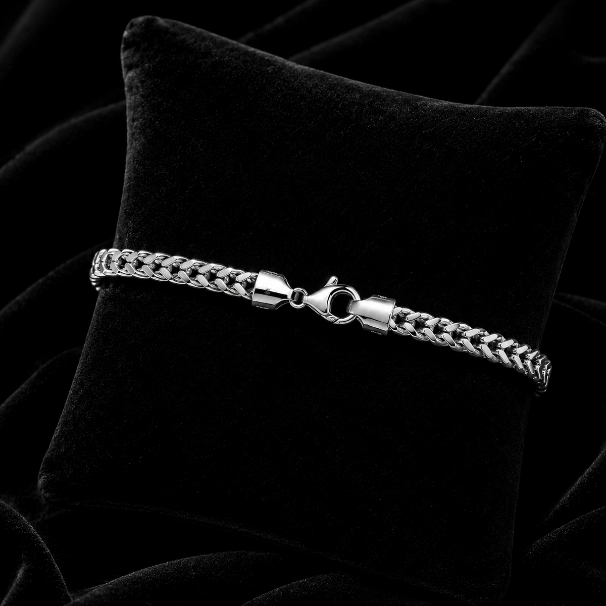 Men's Sterling Silver Bracelet Franco British Made 925 Hallmark 8" Weight 17g