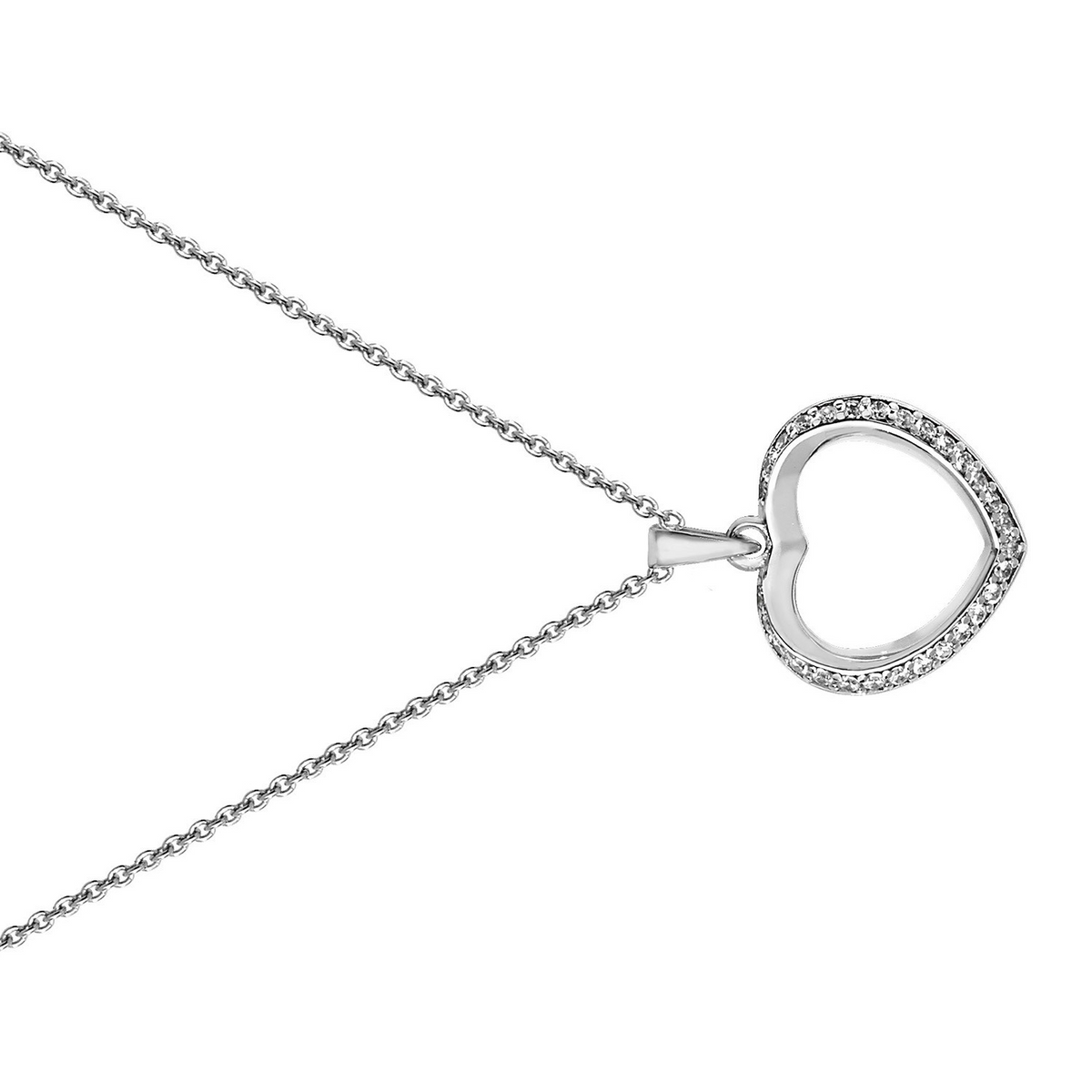 Ladies Double Halo Heart Necklace Sterling Silver 925 Hallmarked British Made