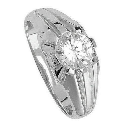 Men's Sterling Silver Solitaire Ring Engagement Gents 925 Hallmark Sizes O - Z