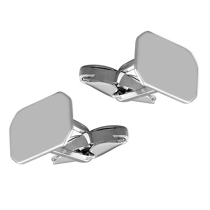 Solid Sterling Silver Oblong Cufflink Set Men's 925 Hallmarked British Made