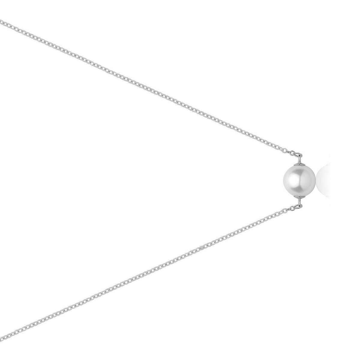 Ladies Pearl Station Necklace Sterling Silver 925 Hallmarked British Made
