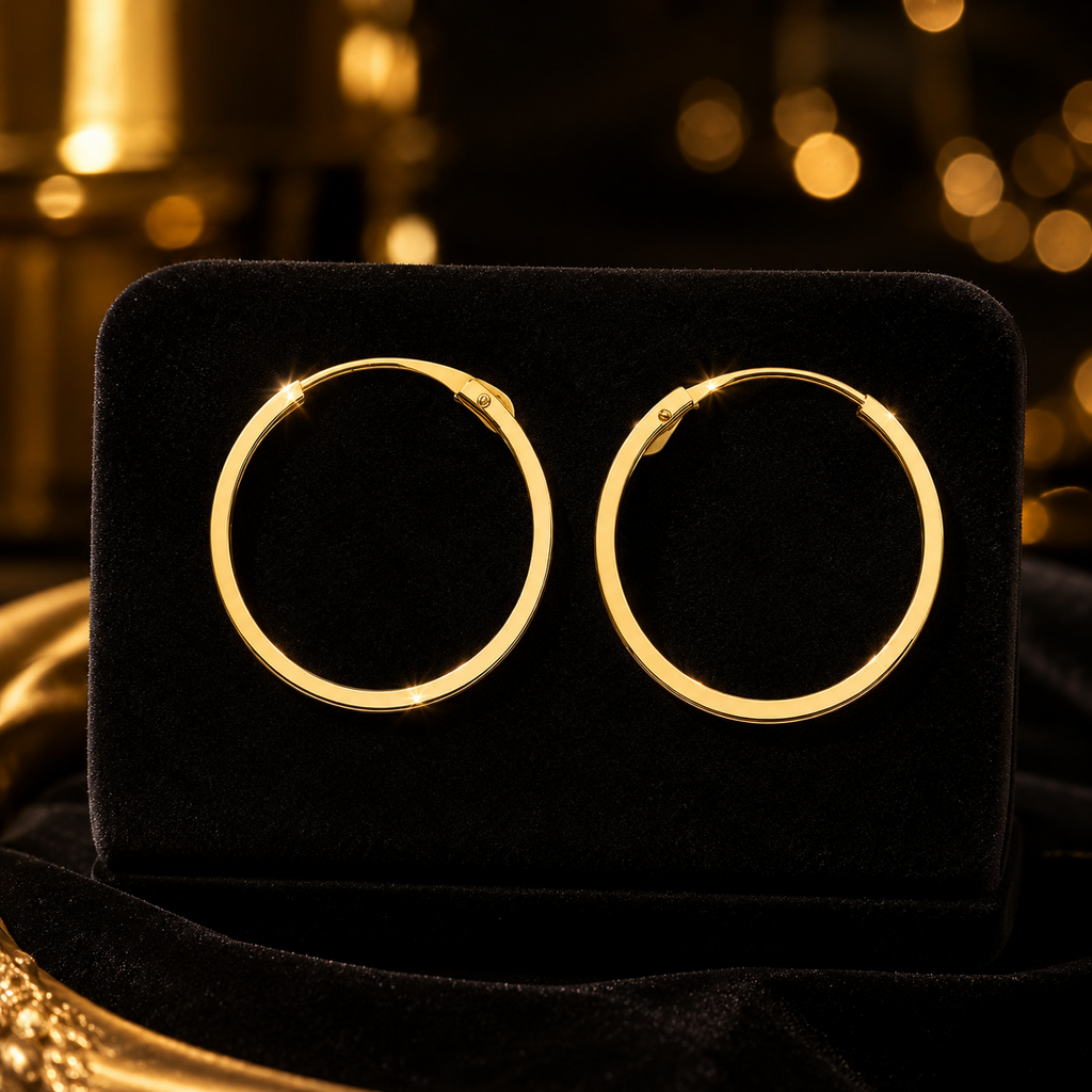 9ct Yellow Gold Sleeper Hoop Earrings 375 Hallmarked 8mm - 14mm Diameter