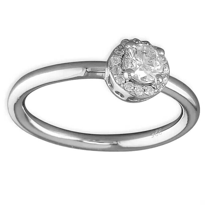Micro Set Halo Ring Sterling Silver 925 Hallmarked British Made Size J - R