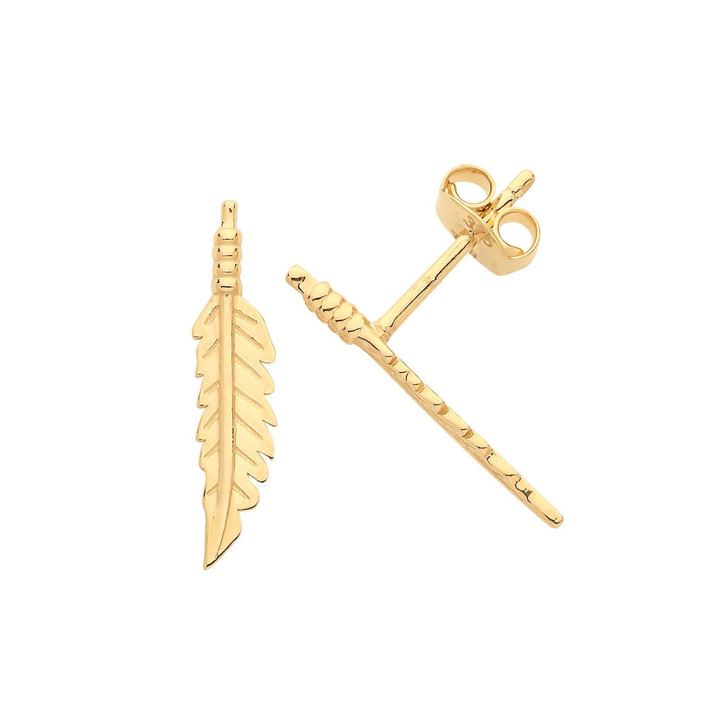 Statement Leaf Stud Earrings 9ct Yellow Gold 375 Hallmarked Brand New Boxed