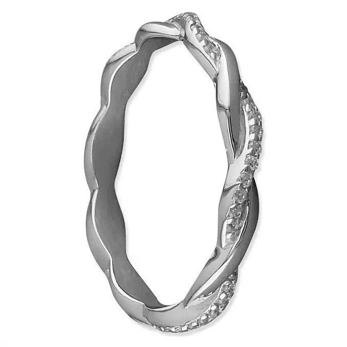 Entwined Eternity Ring Sterling Silver 925 Hallmarked British Made Size L - R