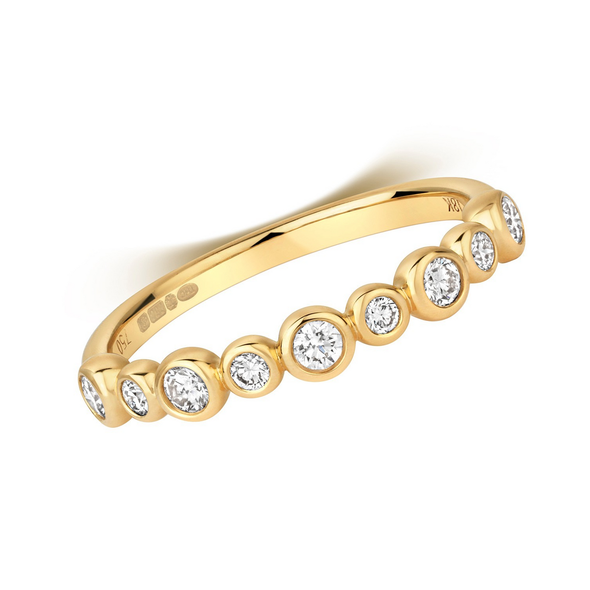 9 Natural Diamond Flush Eternity Ring 18ct Yellow Gold Hallmarked Sizes J - Q