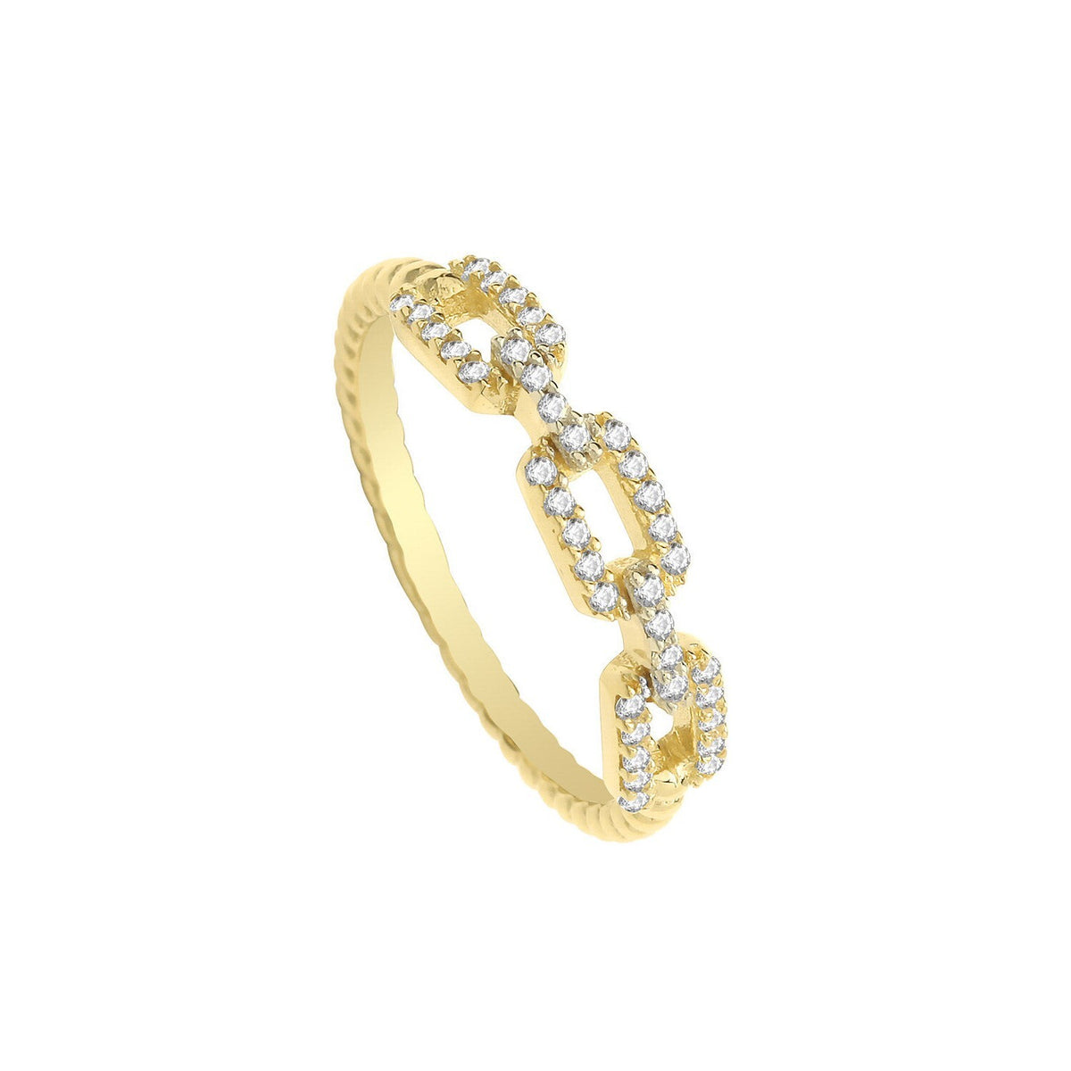 Chain Link Ring 9ct White Gold Hallmarked Sizes L - Q British Made
