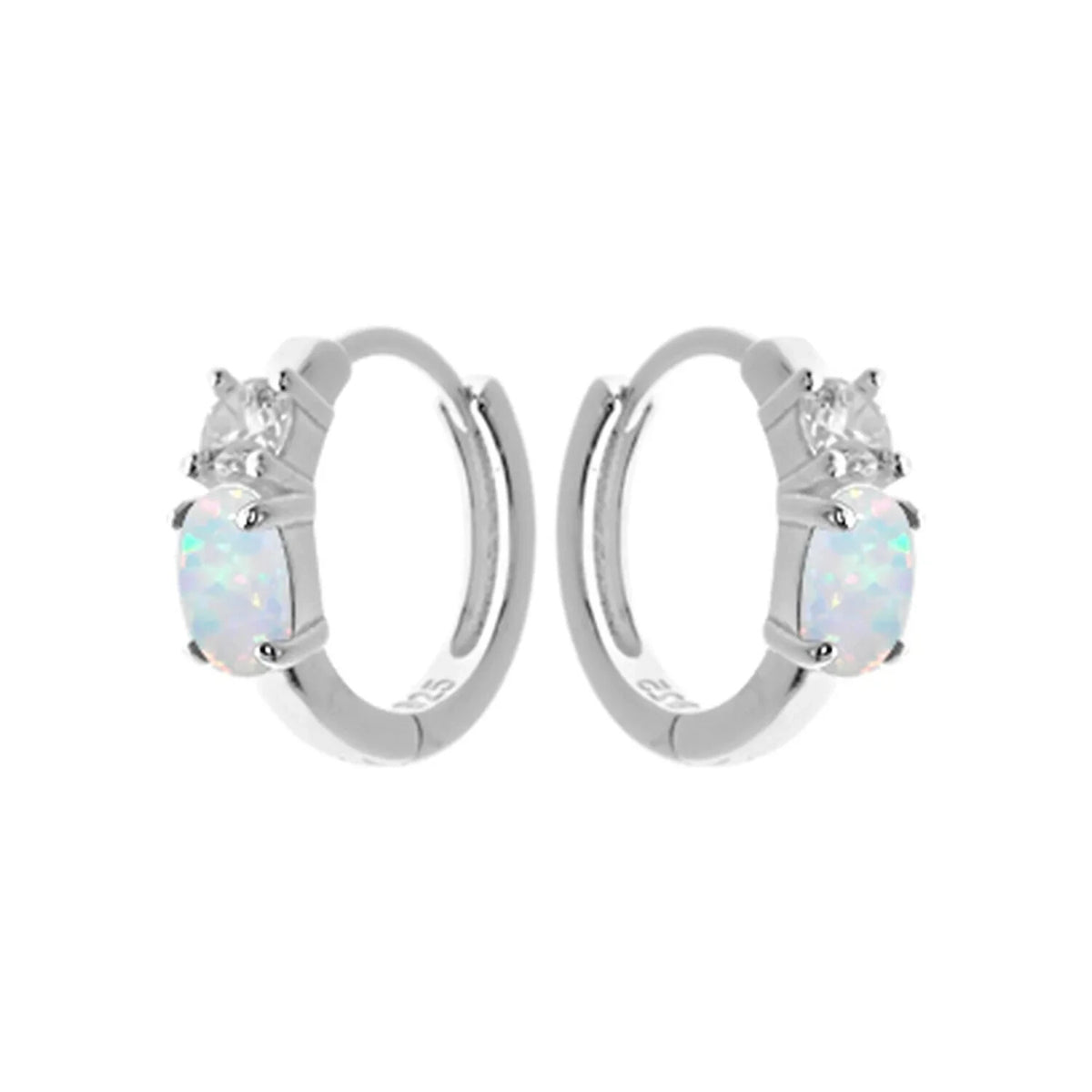 Opal Sleeper Hoop Earrings Sterling Silver 925 Hallmarked Brand New Boxed