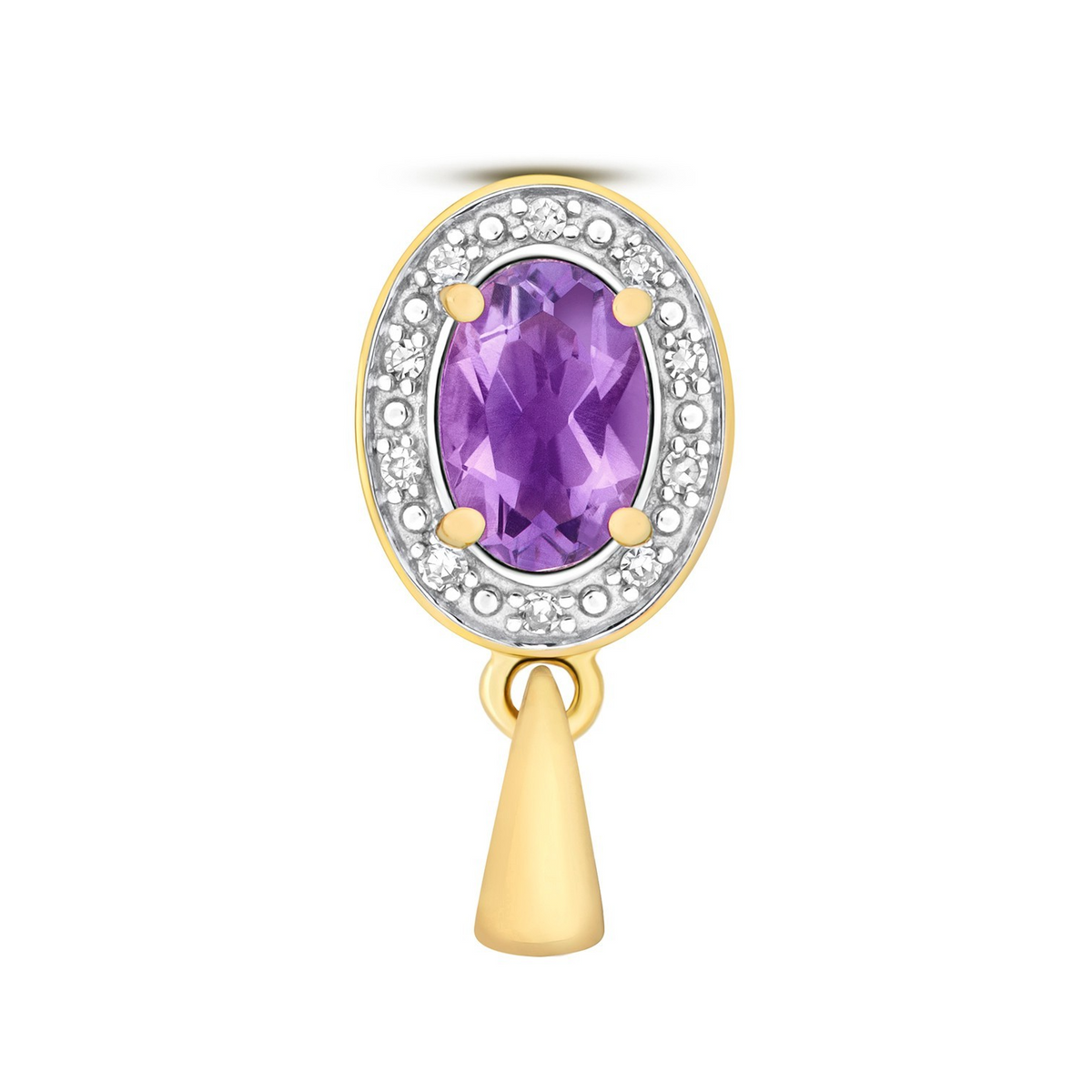 Oval Amethyst Diamond Pendant 9ct Multi Tone Gold 375 Hallmarked Chain Lengths