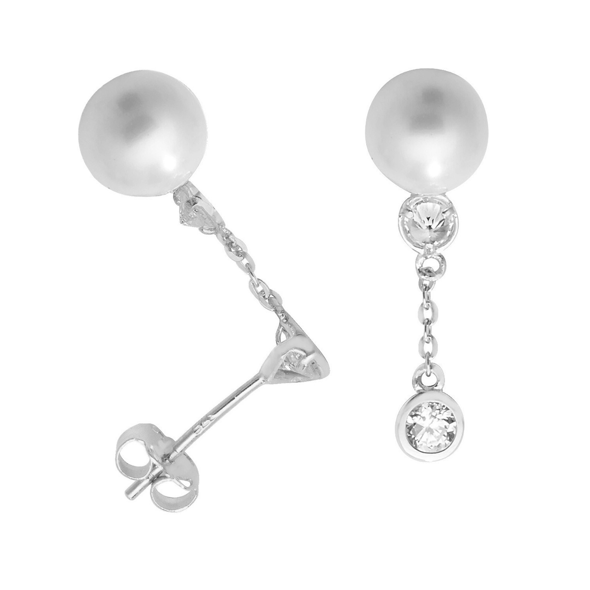 Natural Pearl Drop Earrings 9ct White Gold 375 Hallmarked Brand New Boxed