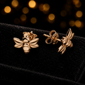 Small Bumble Bee Stud Earrings 18ct Rose Gold Plated Hallmarked British Made
