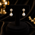 Cluster Natural Pearl Drop Earrings 9ct Yellow Gold 375 Hallmark Brand New Boxed