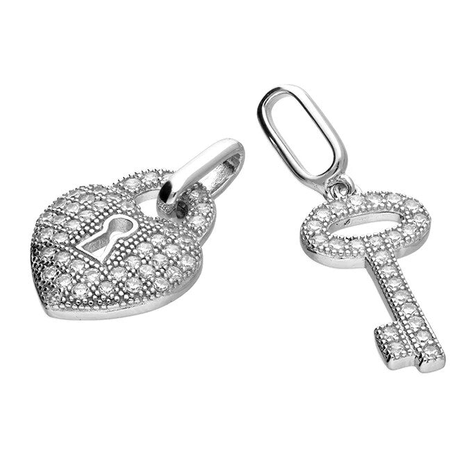 Heart & Key Pendant Sterling Silver 925 Hallmarked All Chain Lengths