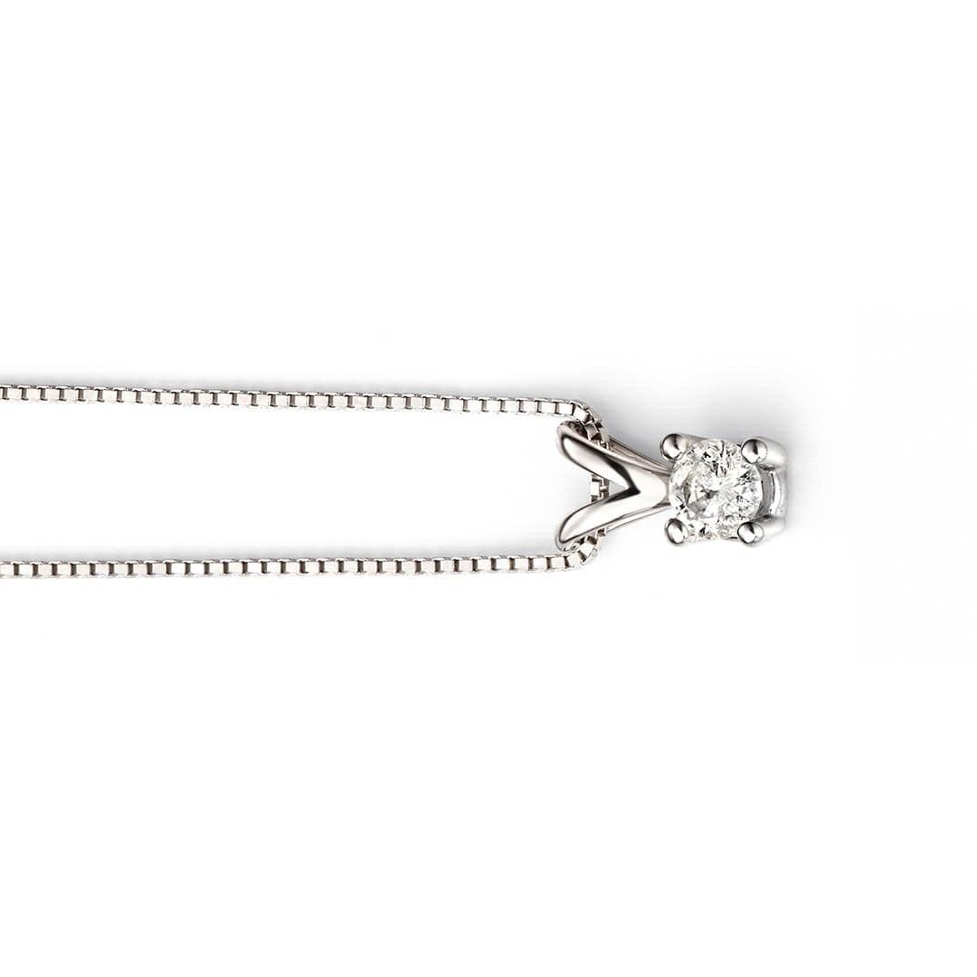 Double Bale Solitaire Diamond Necklace 9ct White Gold 375 Hallmark British Made