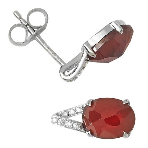 Natural Oval Ruby Drop Earrings Sterling Silver 925 Hallmarked Brand New