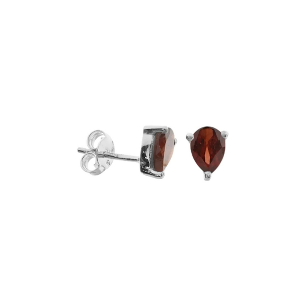 Natural Garnet Teardrop Earrings Sterling Silver 925 Hallmark Brand New Boxed