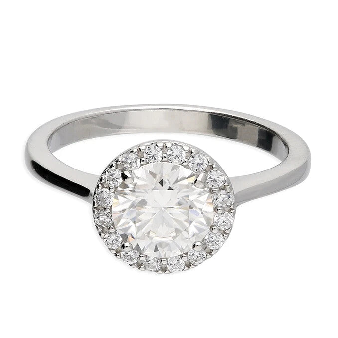 Round Moissanite Ring Sterling Silver 925 Hallmarked British Made Size L - Q