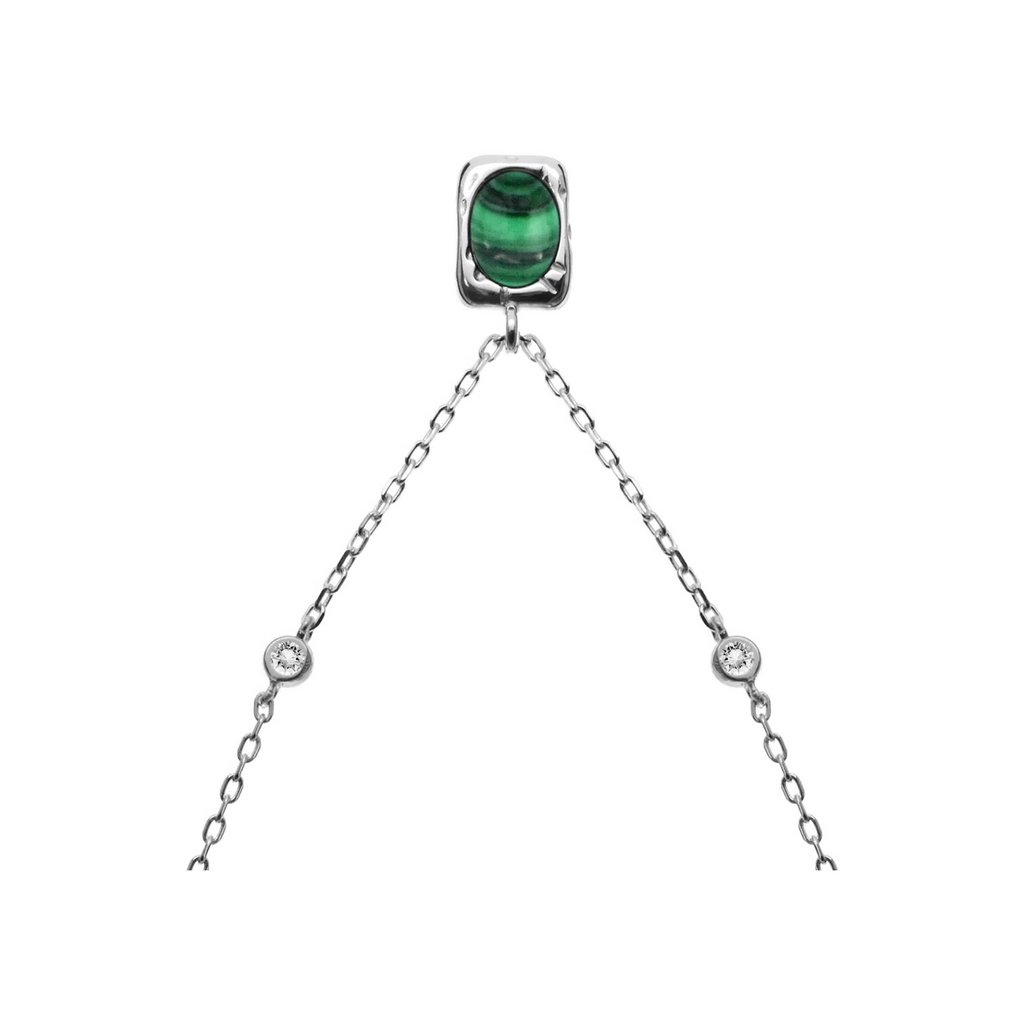 Vintage Malachite Necklace Solid Sterling Silver 925 Hallmarked British Made
