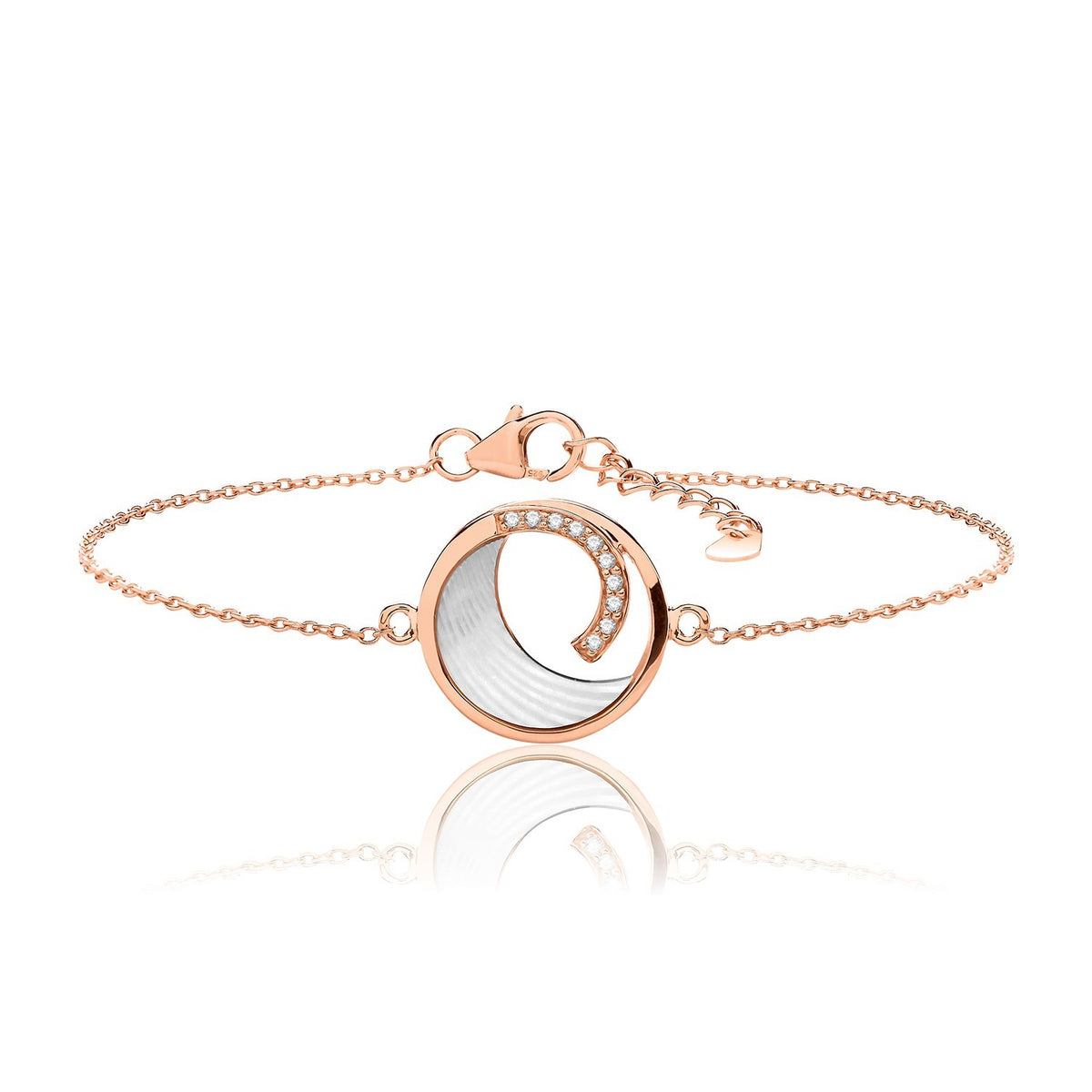 Mother of Pearl Moon Bracelet 9ct Rose Gold Plated Hallmarked Brand New Boxed