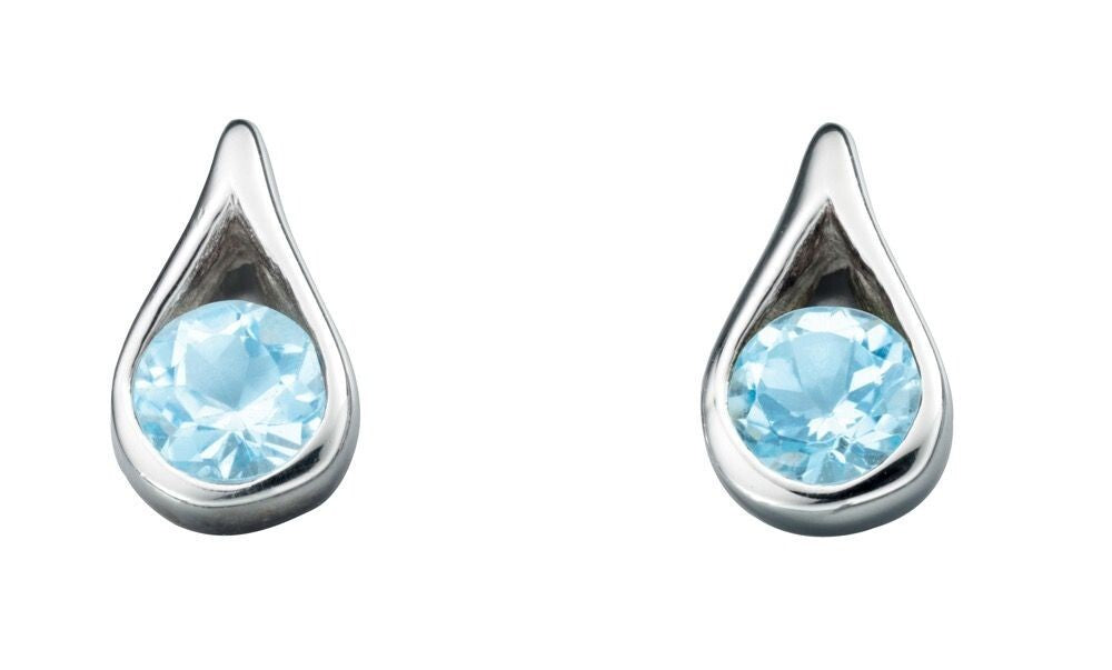 Blue Topaz Teardrop Earrings Sterling Silver 925 Hallmarked Brand New Boxed