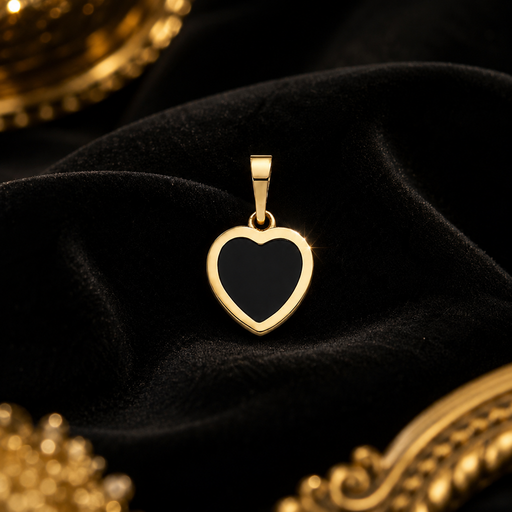 Flush Natural Onyx 9ct Yellow Gold Pendant 375 Hallmarked All Chain Lengths