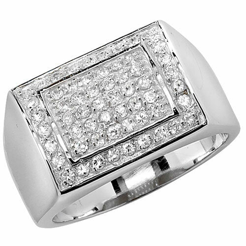 Men's Sterling Silver Ring Engagement Gents CZ 925 Hallmark Sizes J - Y