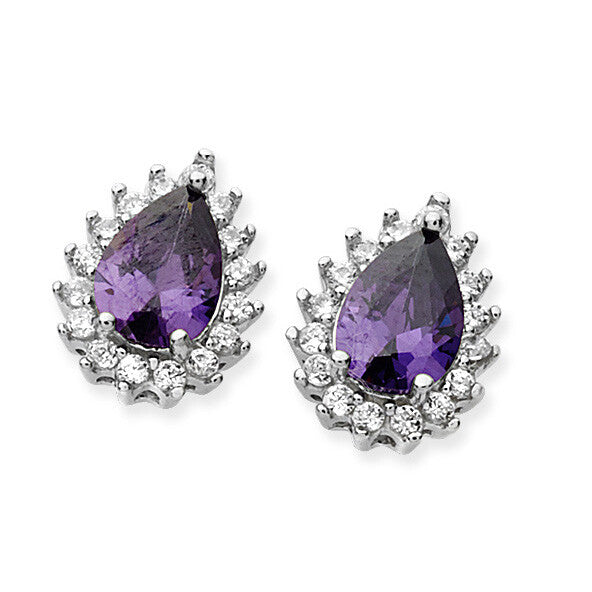Amethyst Earrings Solid Sterling Silver 925 Hallmark Brand New Boxed