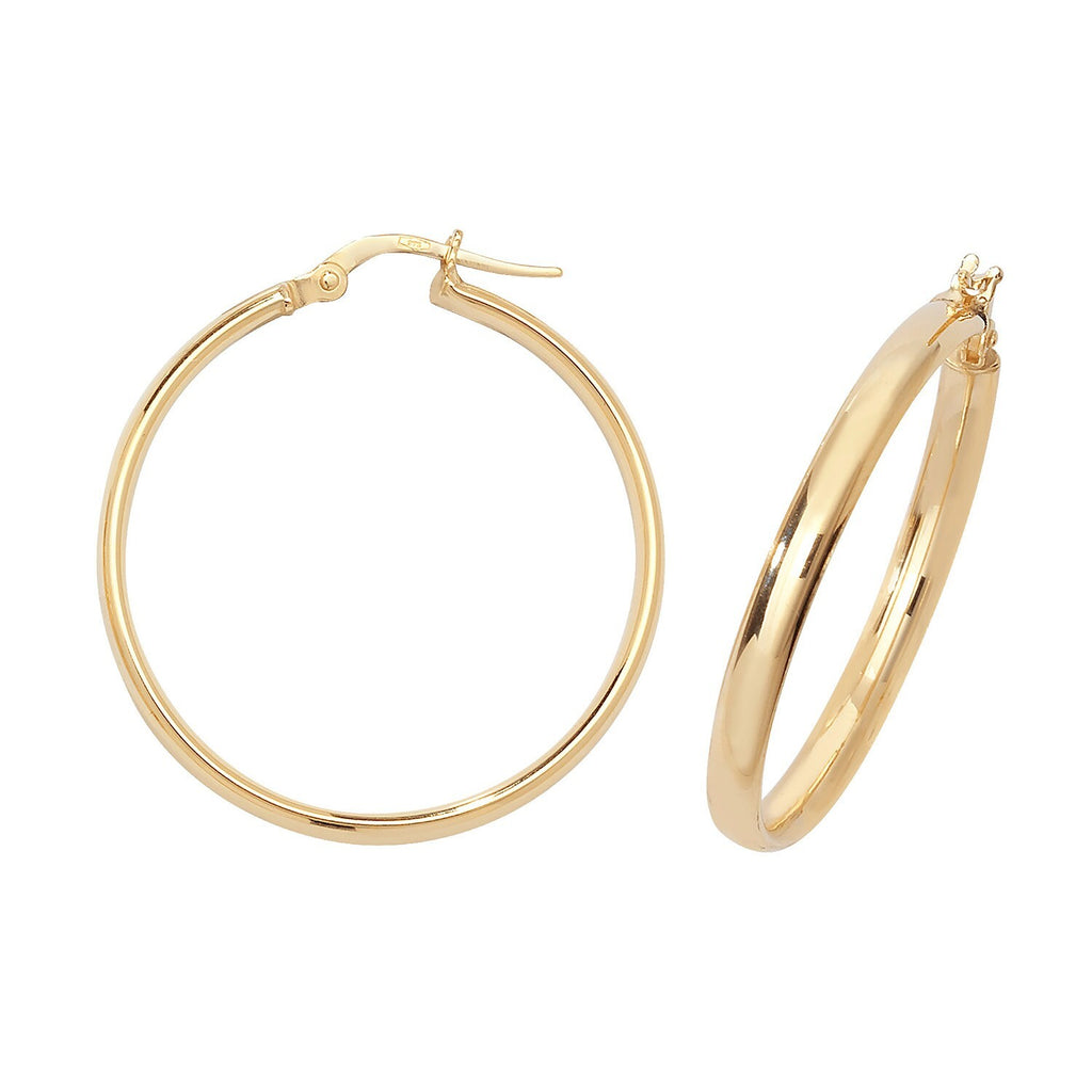 9ct Yellow Gold Hoop Earrings 375 Hallmarked 8mm - 50mm Diameter British Made