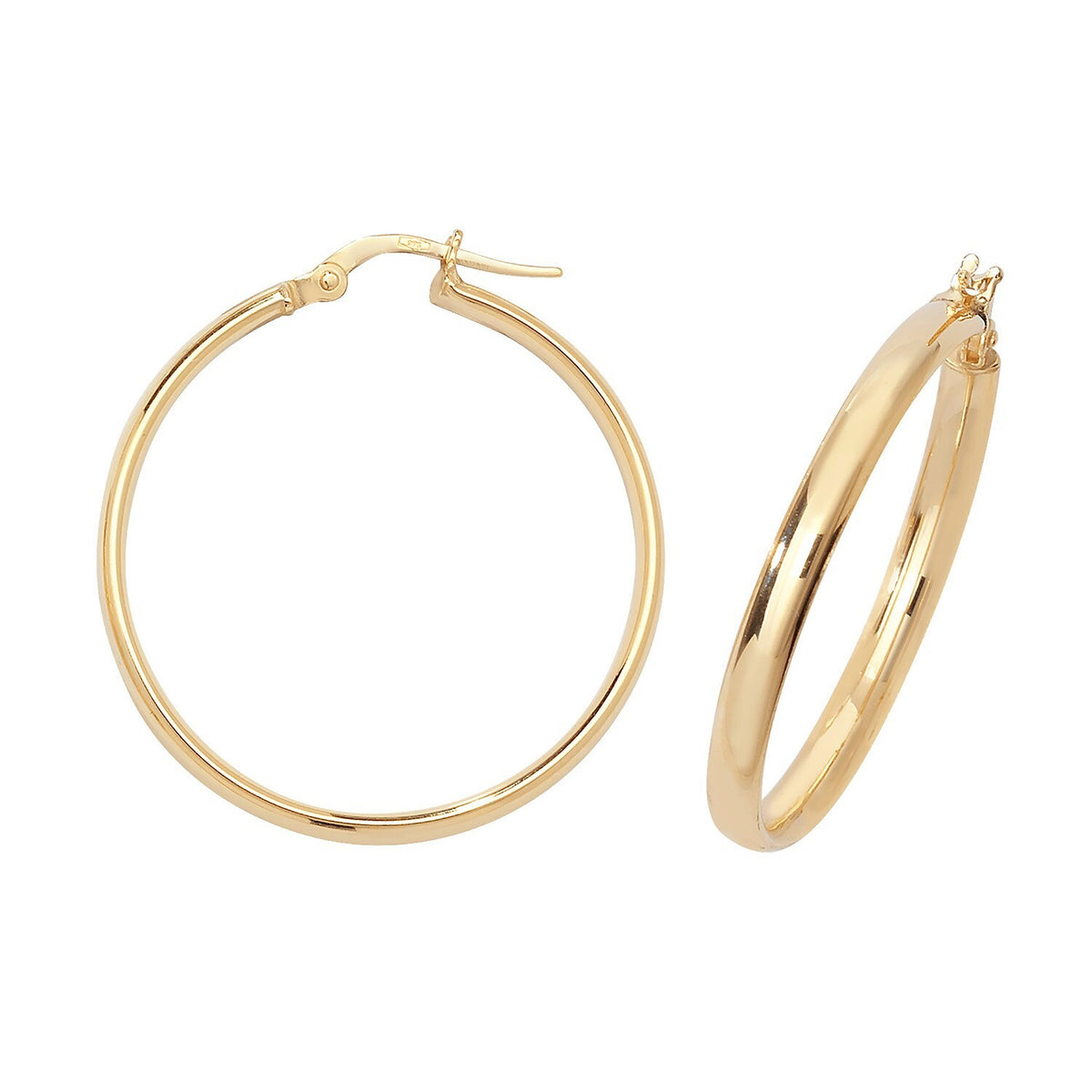 9ct Yellow Gold Hoop Earrings 375 Hallmarked 8mm - 50mm Diameter British Made