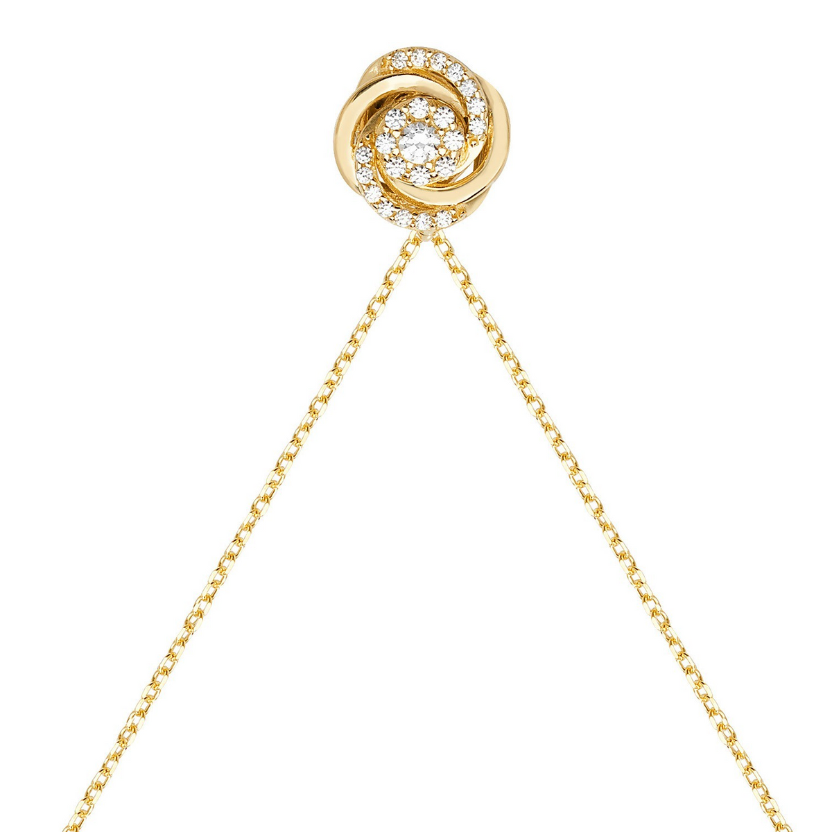 Ladies Halo Love Knot Necklace 9ct Yellow Gold 375 Hallmarked British Made