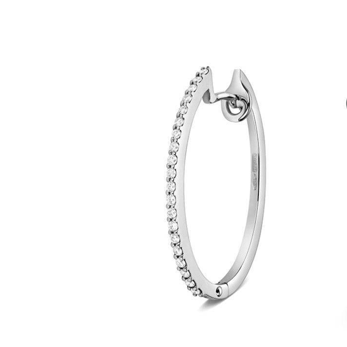 22mm Natural Diamond Hoop Earrings 18ct White Gold Hallmarked British Made