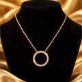 Ladies Pave Infinity Circle Necklace 9ct Yellow Gold 375 Hallmarked British Made