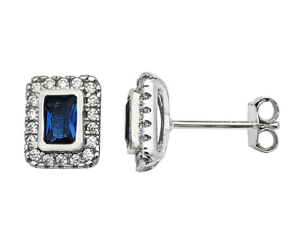 Natural Sapphire Earrings Solid Sterling Silver 925 Hallmark Brand New Boxed