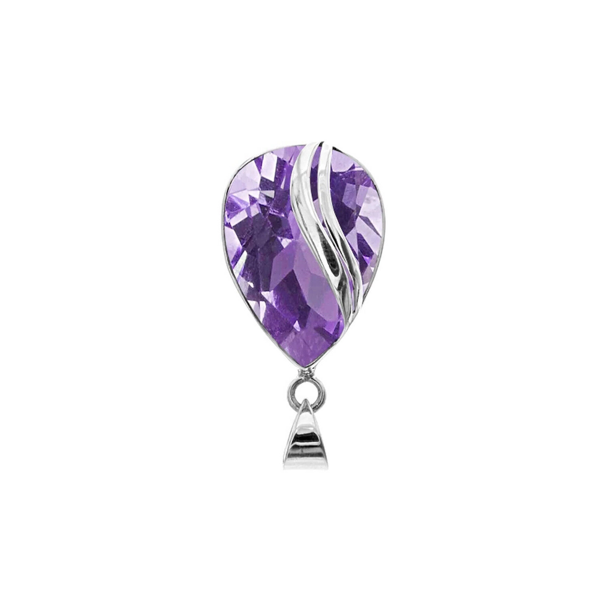Large Teardrop  Amethyst Pendant Sterling Silver 925 Hallmark All Chain Lengths