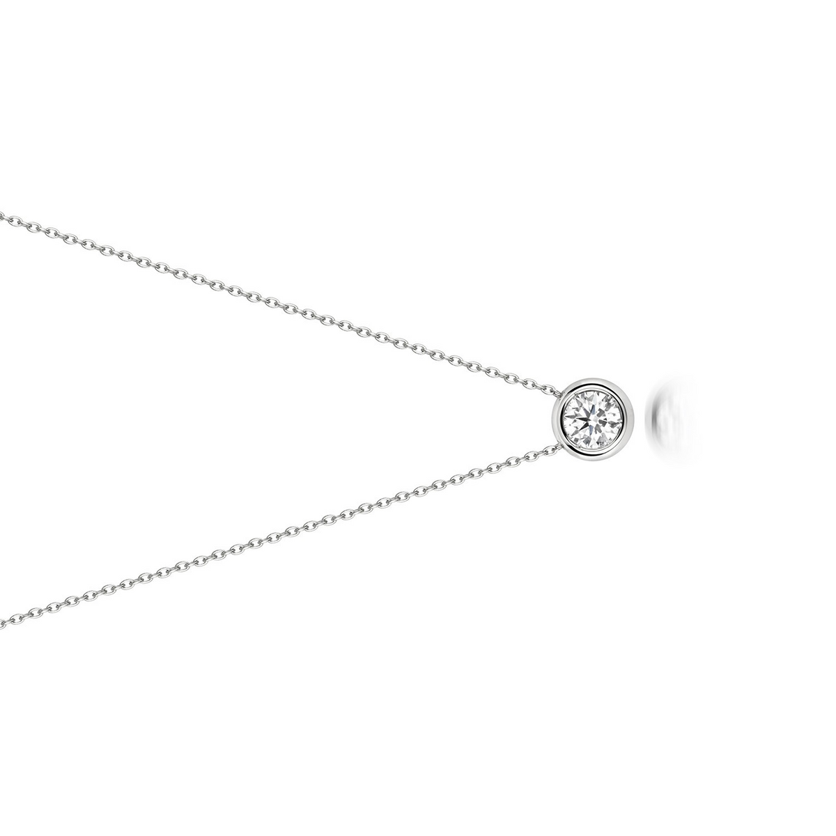 1 Natural Diamond Flush Necklace 18ct White Gold Hallmarked British Made