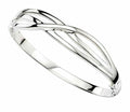 Sterling Silver Cross Over Bangle Solid Silver Full British 925 Hallmarked