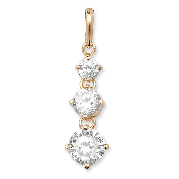 9ct Yellow Gold 3 Stone Drop Pendant Hallmarked British Made All Chain Lengths