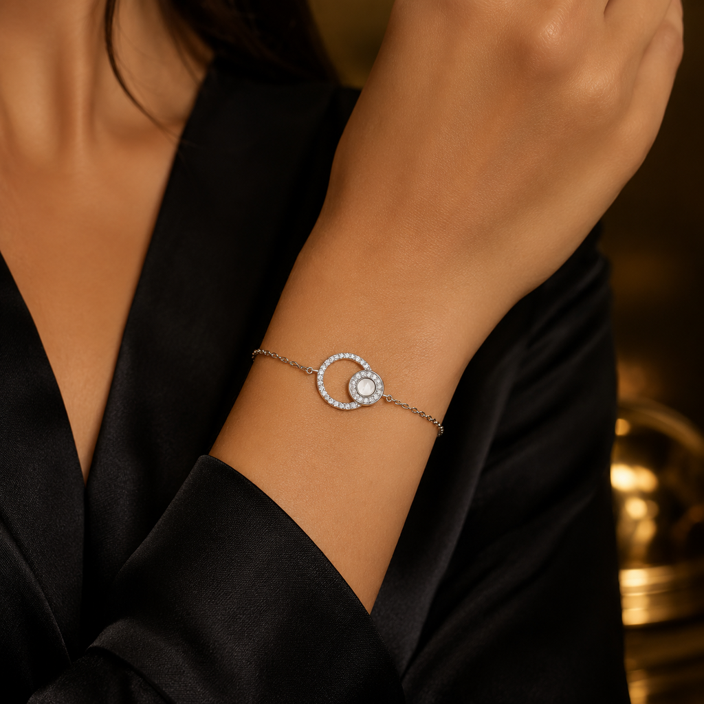 Double Loop Pearl Bracelet Sterling Silver 925 Hallmark Brand New Boxed
