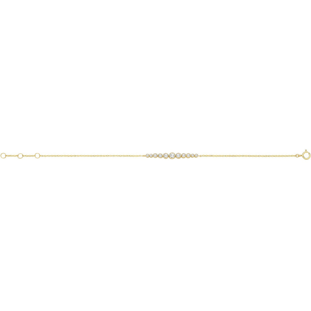 Ladies Graduated Bezel Bracelet 9ct Yellow Gold 375 Hallmarked British Made
