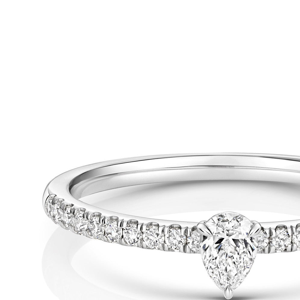 21 Natural Diamond Pear Cut Ring 18ct White Gold Hallmarked Sizes K - N