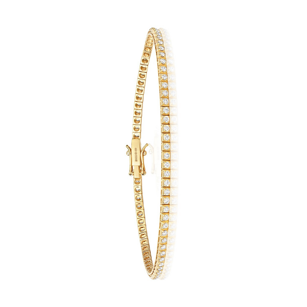 Natural Diamond 18ct Yellow Gold Tennis Bracelet 375 Hallmarked British Made