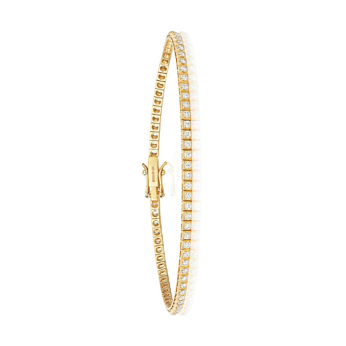 Natural Diamond 18ct Yellow Gold Tennis Bracelet 375 Hallmarked British Made
