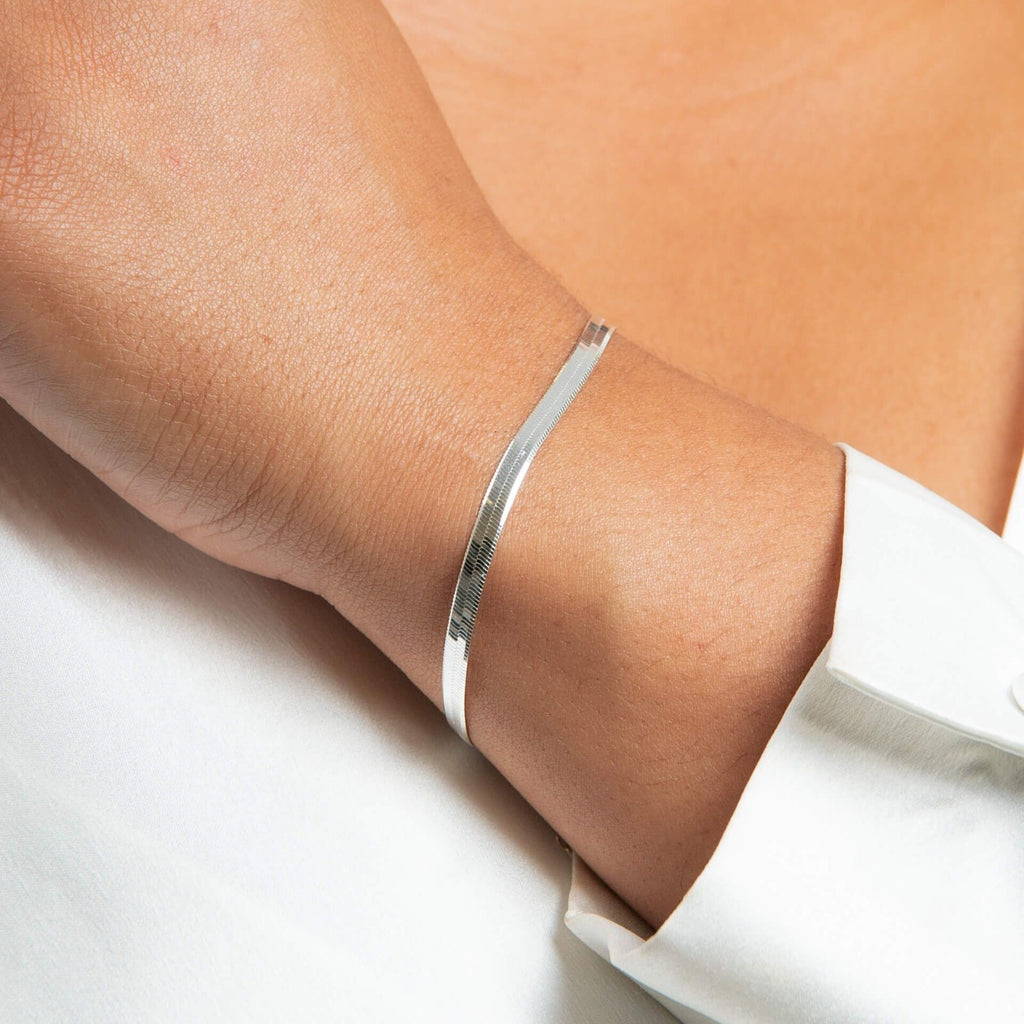 Flat Herringbone Chain Bracelet Sterling Silver 925 Hallmarked Brand New Boxed