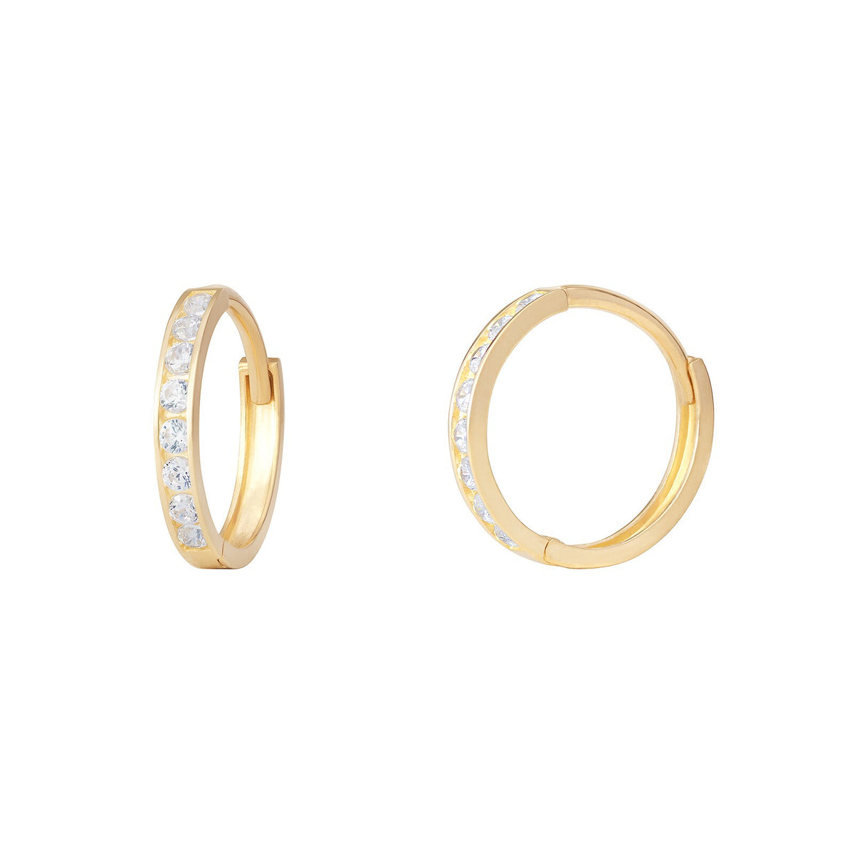 8 Stone Huggie Hoop Earrings 9ct Yellow Gold 375 Hallmarked British Made
