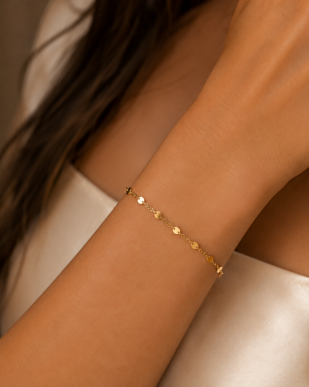 Discs And Chain Bracelet In 9ct Yellow Gold 375 Hallmarked British Made
