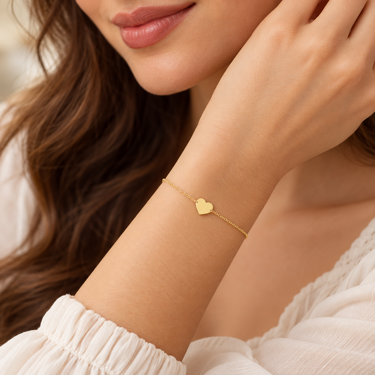 Ladies Adjustable Heart Bracelet 9ct Yellow Gold 375 Hallmarked British Made