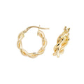 9ct Yellow Gold Twist DC Hoop Earrings 375 Hallmarked 8mm - 30mm Diameter