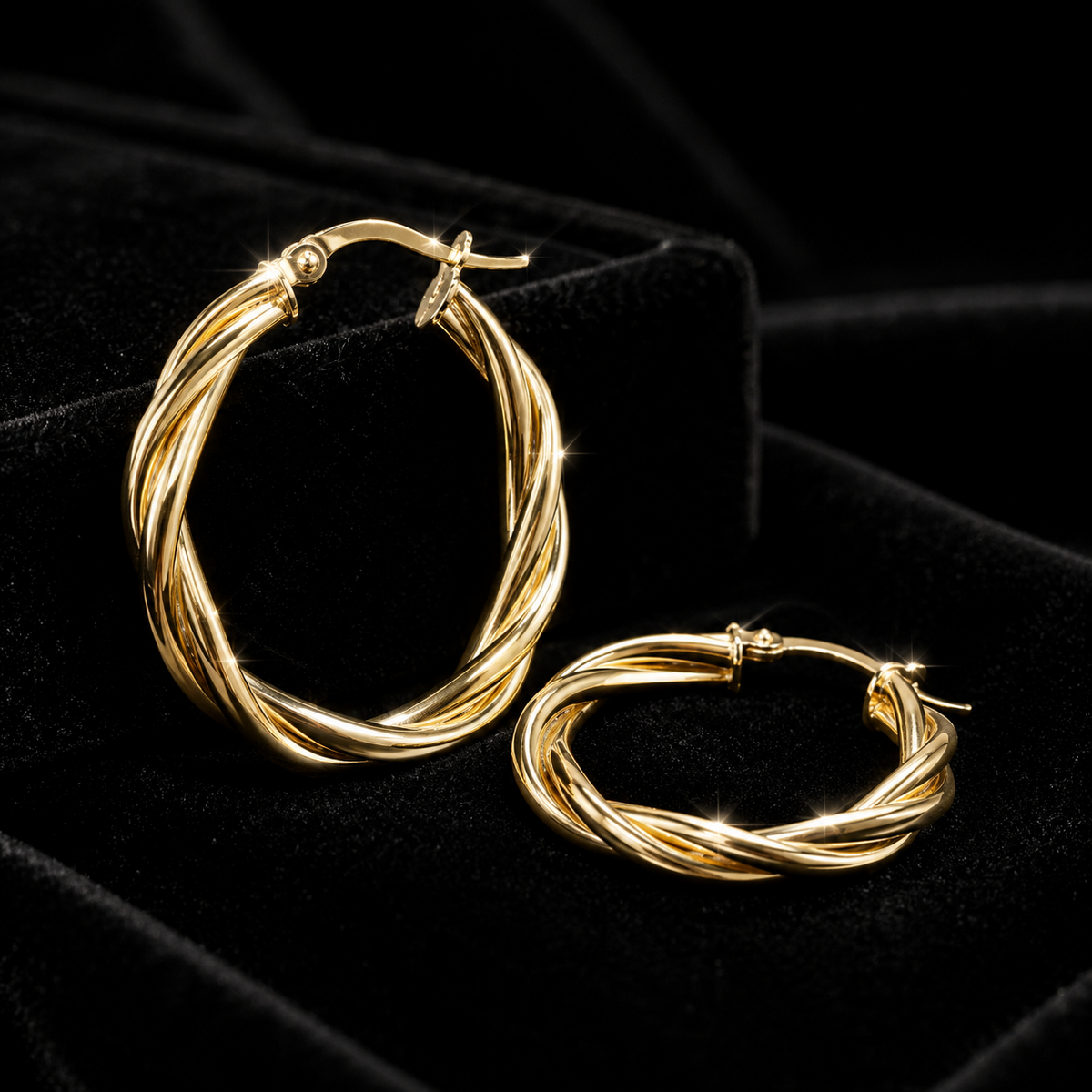 9ct Yellow Gold Twist Hoop Earrings 375 Hallmarked 10mm - 30mm Diameter
