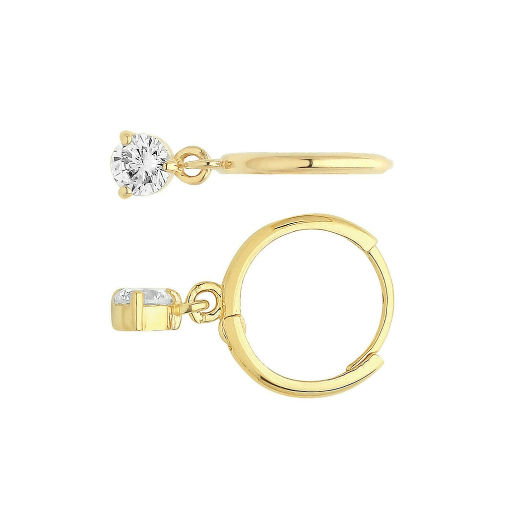 Yellow Gold Gemstone Earrings Drop Hoops Natural Stone 375 9 Carat New Boxed