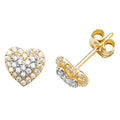Cluster Heart Stud Earrings 9ct Yellow Gold 375 Hallmarked Brand New Boxed